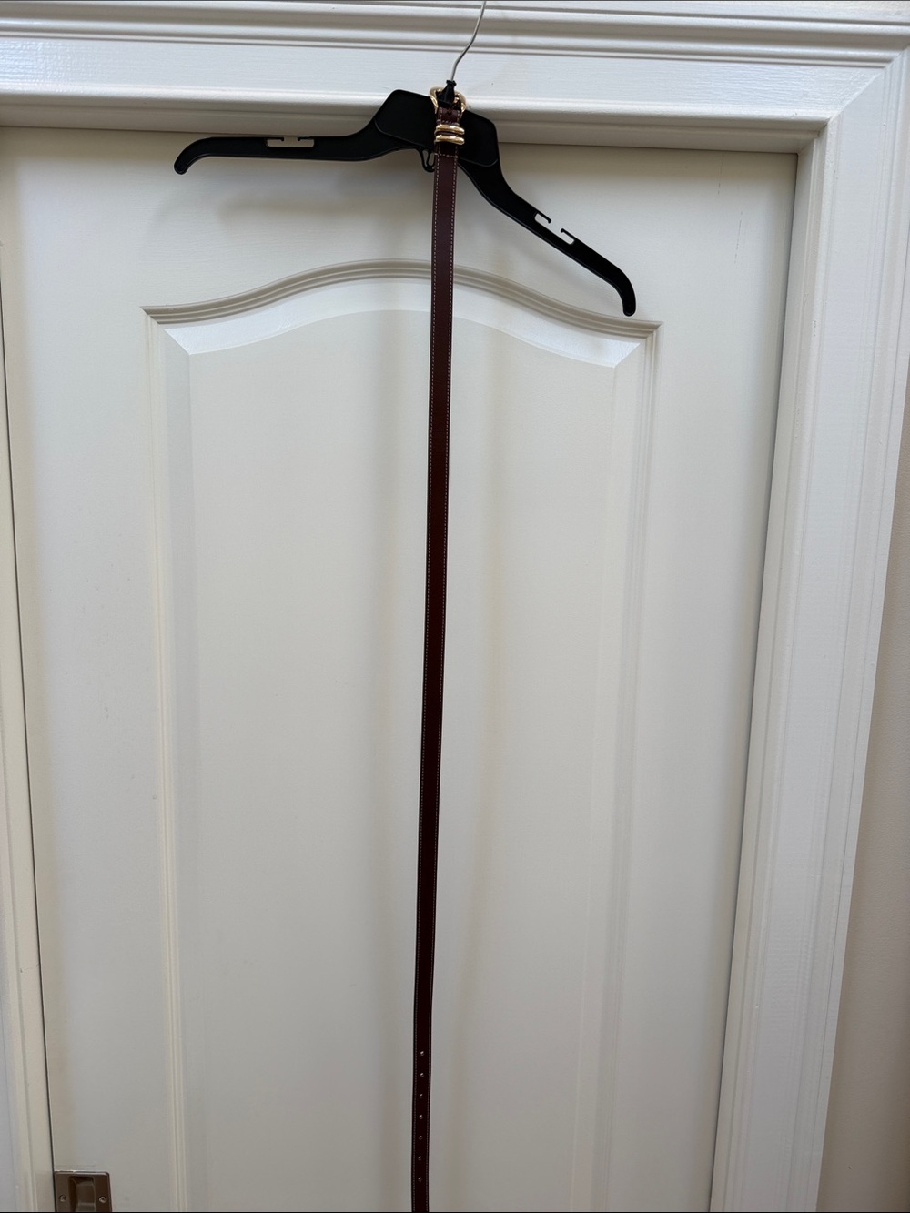 J. Jill Slim Dark Brown Leather Belt with Gold Buckle